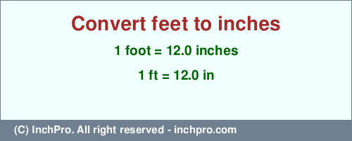 Result converting 1 foot to inches = 12.0 inches