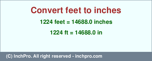 Result converting 1224 feet to inches = 14688.0 inches