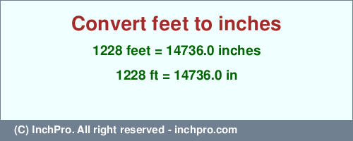 Result converting 1228 feet to inches = 14736.0 inches