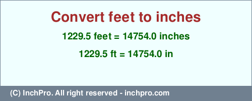 Result converting 1229.5 feet to inches = 14754.0 inches