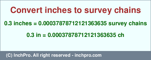 Result converting 0.3 inches to ch = 0.00037878712121363635 survey chains