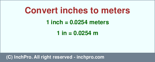 Result converting 1 inch to m = 0.0254 meters