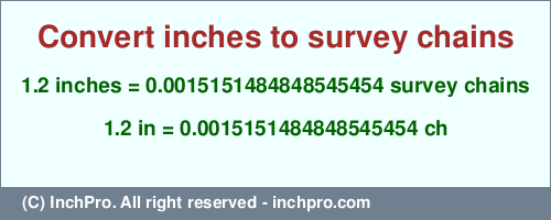 Result converting 1.2 inches to ch = 0.0015151484848545454 survey chains