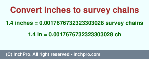 Result converting 1.4 inches to ch = 0.0017676732323303028 survey chains