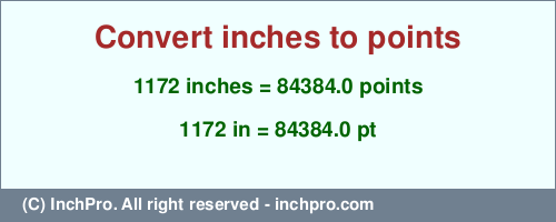 Result converting 1172 inches to pt = 84384.0 points