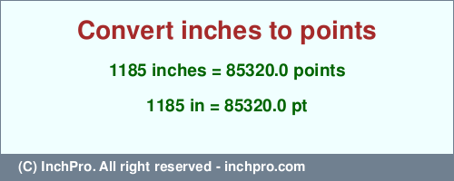 Result converting 1185 inches to pt = 85320.0 points