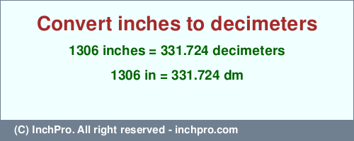 Result converting 1306 inches to dm = 331.724 decimeters