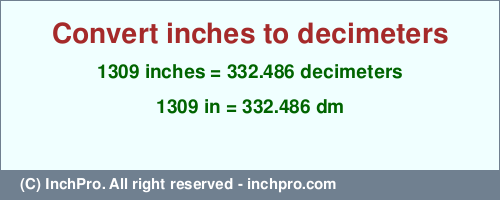 Result converting 1309 inches to dm = 332.486 decimeters