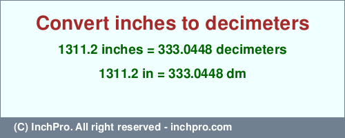 Result converting 1311.2 inches to dm = 333.0448 decimeters