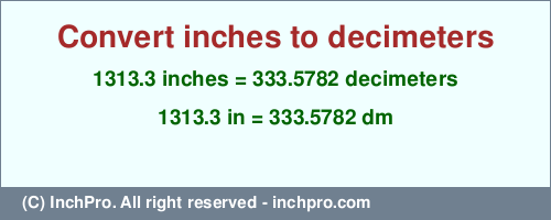 Result converting 1313.3 inches to dm = 333.5782 decimeters