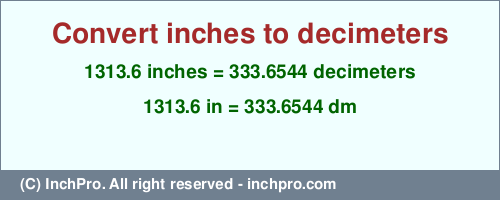 Result converting 1313.6 inches to dm = 333.6544 decimeters