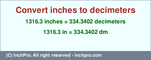 Result converting 1316.3 inches to dm = 334.3402 decimeters