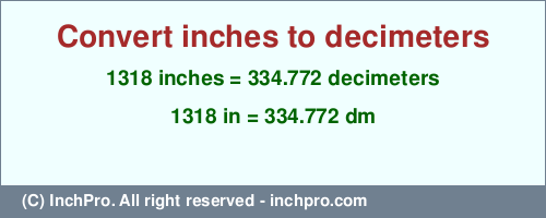 Result converting 1318 inches to dm = 334.772 decimeters