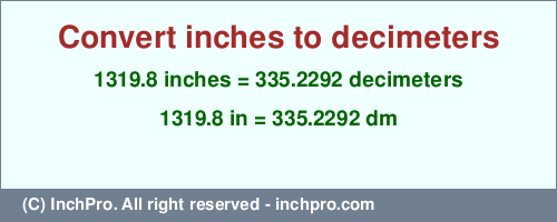 Result converting 1319.8 inches to dm = 335.2292 decimeters