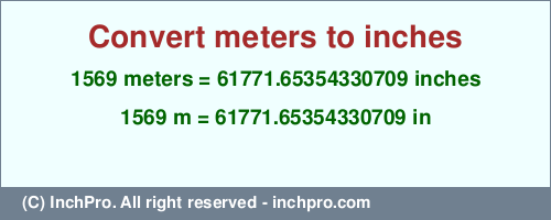 Result converting 1569 meters to inches = 61771.65354330709 inches