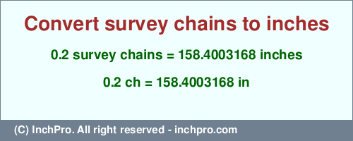 Result converting 0.2 survey chains to inches = 158.4003168 inches