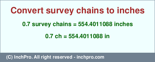 Result converting 0.7 survey chains to inches = 554.4011088 inches