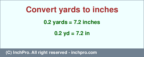 Result converting 0.2 yards to inches = 7.2 inches